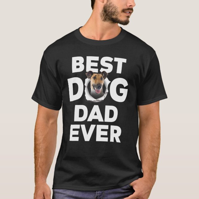 Bästa Hund Pappa någonsin utjämnad rävlöpare T Shirt (Framsida)