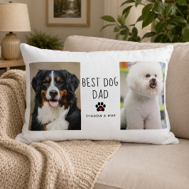 Bästa Hund Pappa | Två foto-handskrivna texteffekt Prydnadskudde