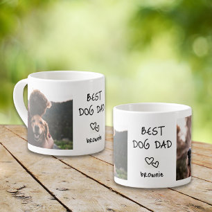 Bästa Hund Personlig Pet Namn 2-fotokollage Espressomugg