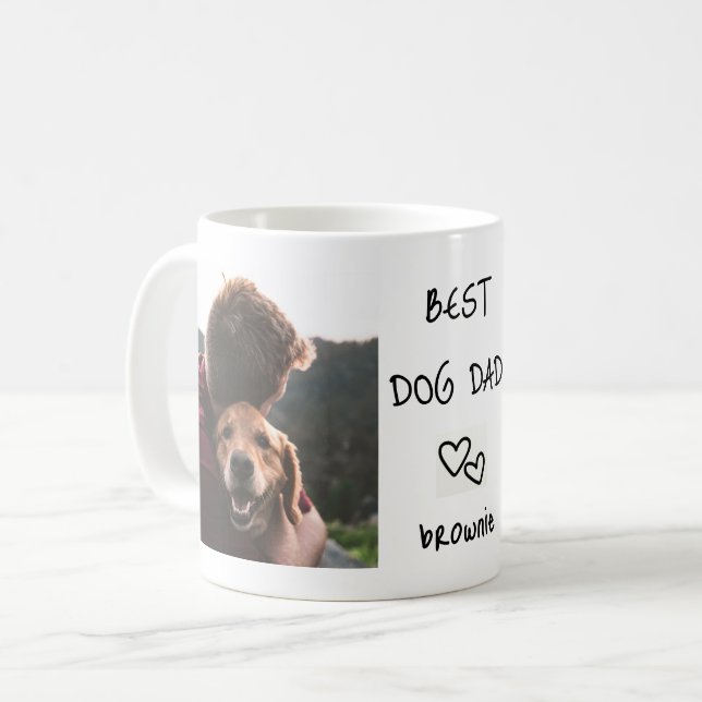 Bästa Hund Personlig Pet Namn 2-fotokollage Kaffemugg (Framsida vänster)