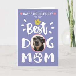 Bästa Hund Pet Photo Cute Lila Mors dag Helgkort