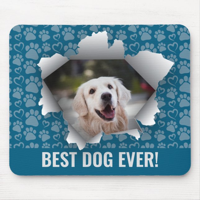 Bästa Hund - pet Photo Paw Print Heart Mönster Musmatta (Framsidan)
