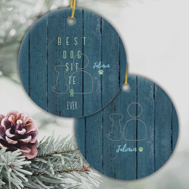 Bästa Hund-Sitter-Anpassningsbarna - julprydnad Julgransprydnad Keramik (Show your Favorite Dog Sitter how thankful you are for their hard work, with this custom ornament!)