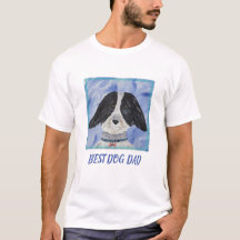 Bästa Hund, svart och vit Hårig på blå Pappa