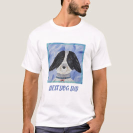 Bästa Hund, svart och vit Hårig på blå Pappa T Shirt