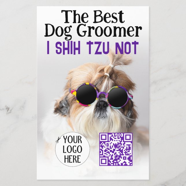 Bästa hund-triomer Shih Tzu Logotyp QR-kod Flygblad (Framsidan)