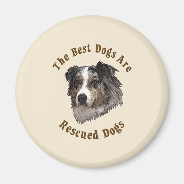 Bästa Hundar räddas (Australian shepherd) Magnet (Framsidan)