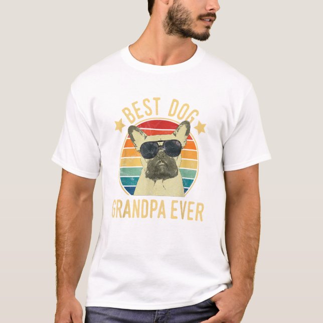 Bästa hundfarfar någonsin franska t shirt (Framsida)