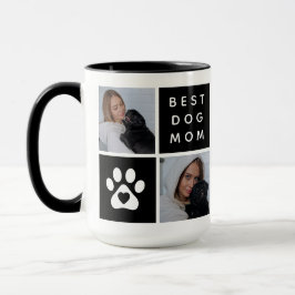 Bästa hundmamma 4 x fotokollage rutnät mugg