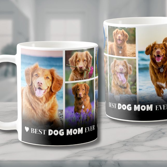 Bästa hundmamma 8 fotokollage kaffemugg (Best Dog Mom 8 Photo Collage Coffee Mug)