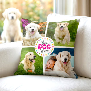 Bästa hundmamma Anpassad 4 Foto Flerfärgade tassar Kudde