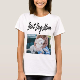 Bästa hundmamma foto svart text T-Shirt