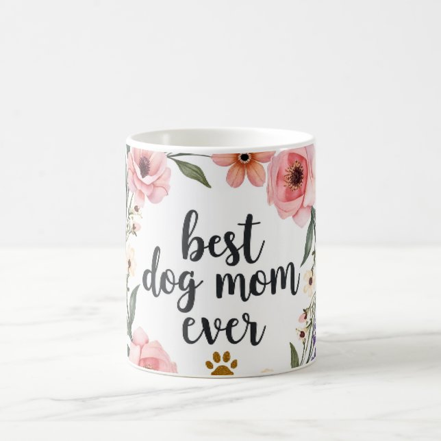 Bästa hundmamma någonsin – Akvarellblommor  Kaffemugg (Center)