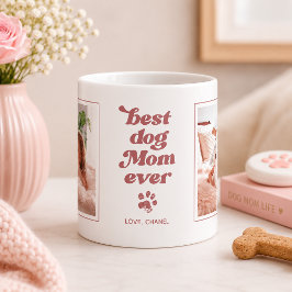 Bästa hundmamma någonsin | Anpassad foto Blush Ros Kaffemugg