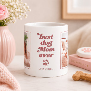 Bästa hundmamma någonsin Anpassad foto Blush Ros Kaffemugg
