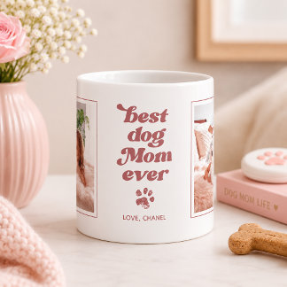 Bästa hundmamma någonsin | Anpassad foto Blush Ros Kaffemugg