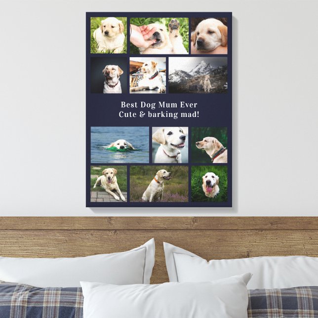 Bästa hundmamma någonsin fotokollage canvastryck (Best dog mom 12 photo canvas template.)