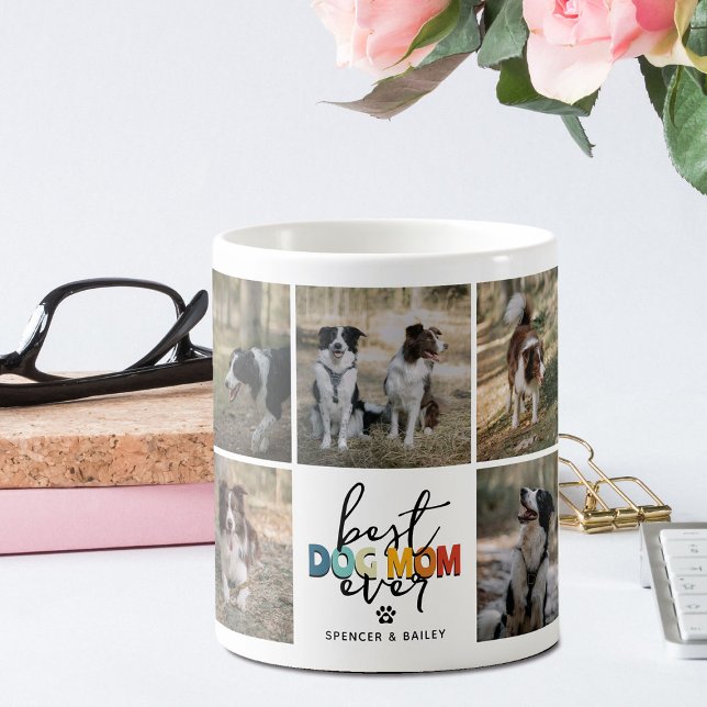 Bästa hundmamma någonsin fotokollage kaffemugg (Skapare uppladdad)