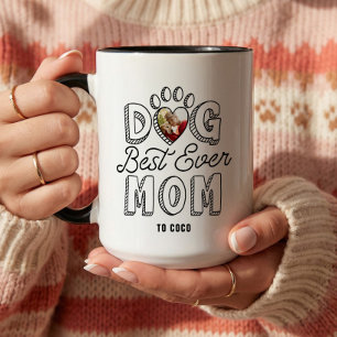Bästa hundmamma någonsin hjärta tassavtryck husdju mugg