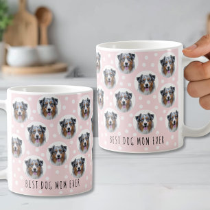 Bästa hundmamma någonsin husdjursansikte foto kaffemugg