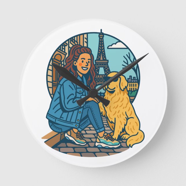 Bästa hundmamma någonsin i Paris Rund Klocka (Framsida)