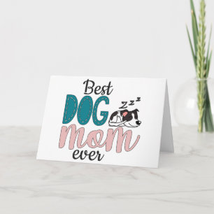 Bästa hundmamma någonsin med sött sovande valp kort