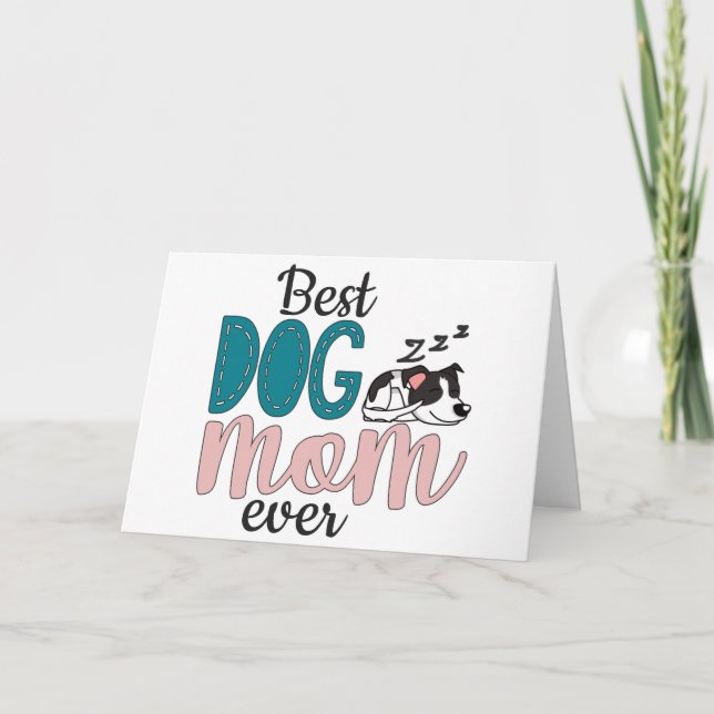 Bästa hundmamma någonsin med sött sovande valp kort (Framsida)