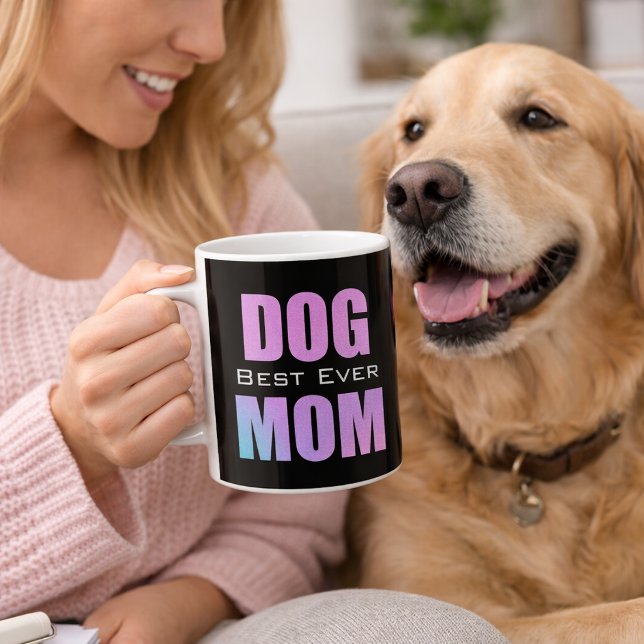 Bästa hundmamma någonsin neonrosa kaffemugg (Skapare uppladdad)