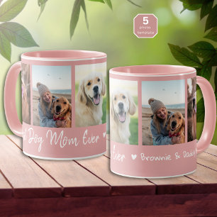 Bästa hundmamma någonsin Personlig 5-foto collage  Mugg