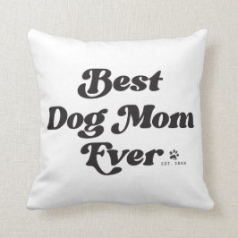 Bästa hundmamma någonsin Retro typografi vit Kudde