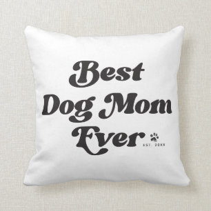 Bästa hundmamma någonsin Retro typografi Vit Kudde