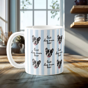 Bästa hundmamma någonsin Söt randig husdjursansikt Kaffemugg