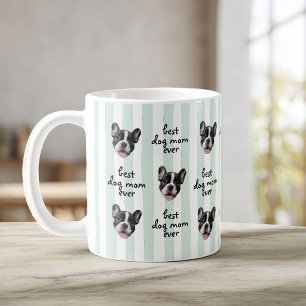 Bästa hundmamma någonsin Söt randig husdjursansikt Kaffemugg