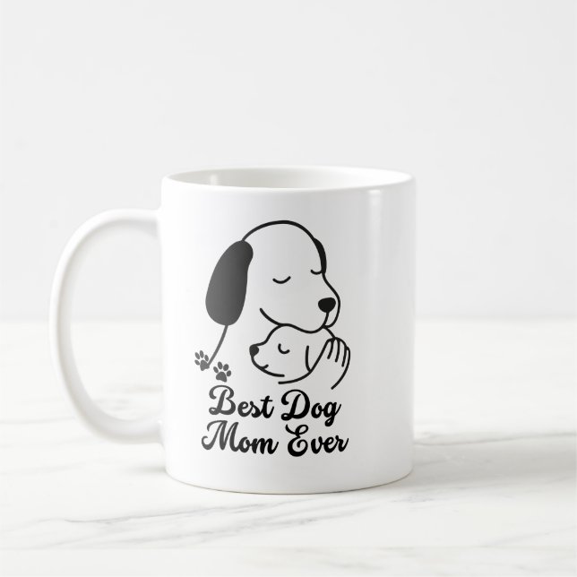 Bästa hundmamma någonsin Söt valpdesign Kaffemugg (Vänster)