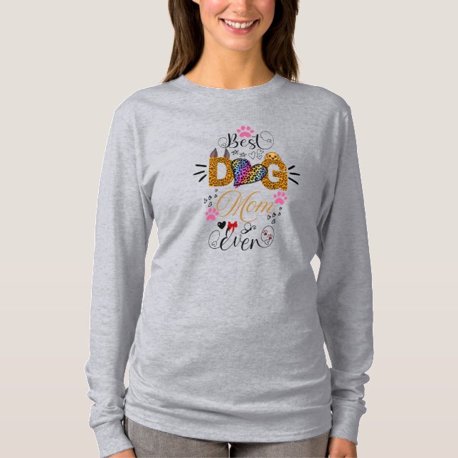 Bästa hundmamma någonsin T-shirt – Leopardtryck hu (Framsida)