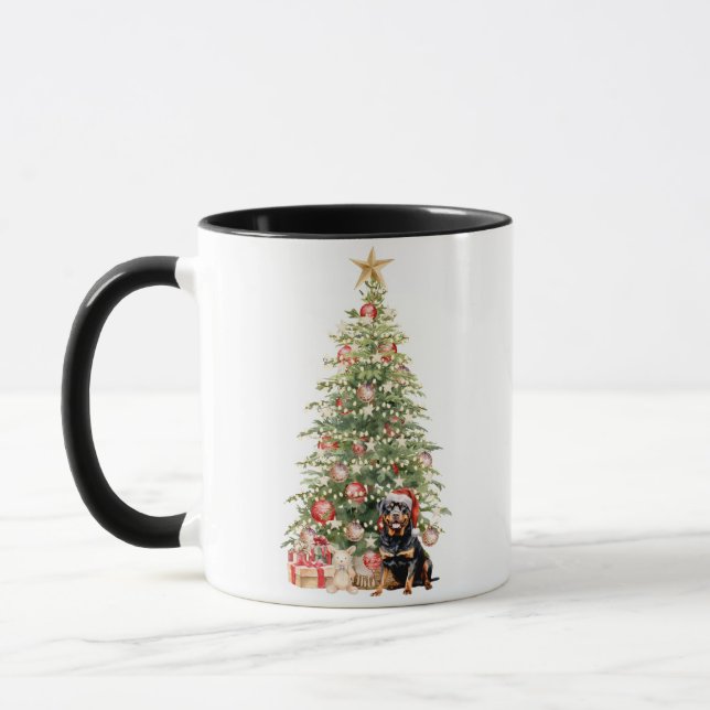 Bästa hundmamma någonsin Vattenfärg Jul Rottweiler Mugg (Vänster)