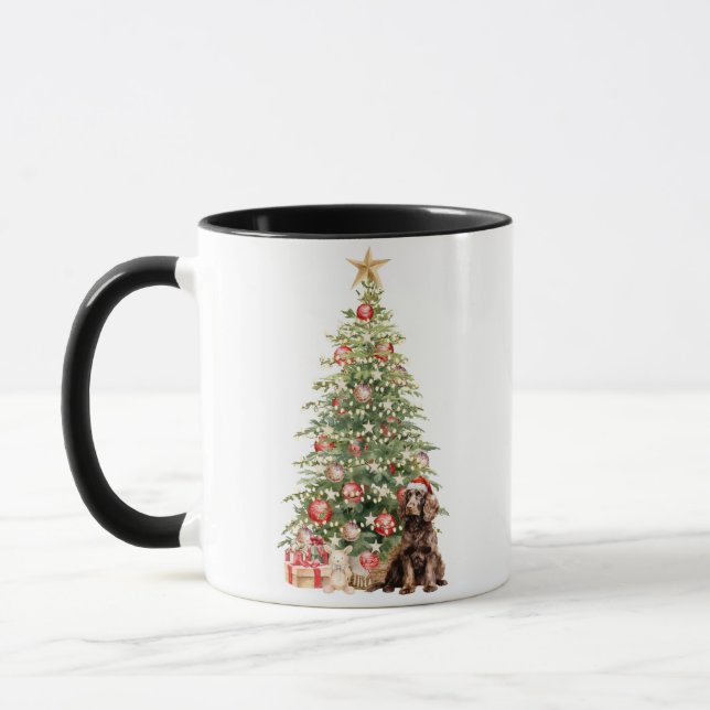 Bästa hundmamma någonsin Vattenfärg jul Spaniel Mugg (Vänster)