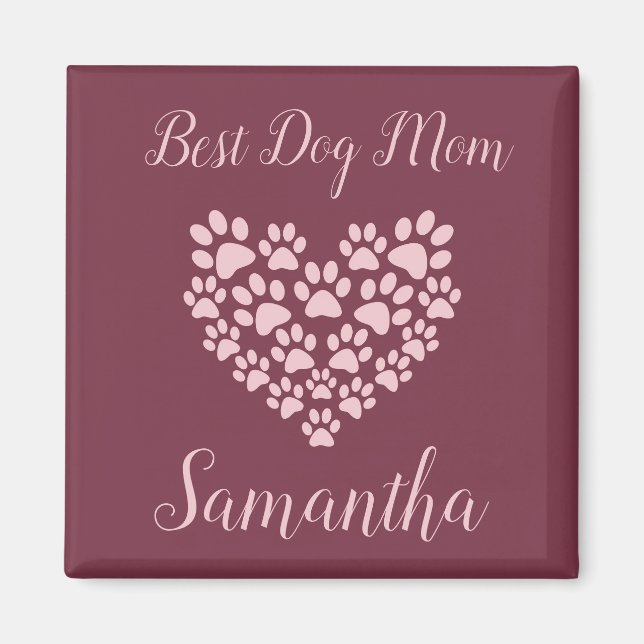 Bästa hundmamma Personlig Magnet Maroon (Framsidan)