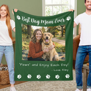 Bästa hundmamma tassar grön husdjur foto fleecefilt