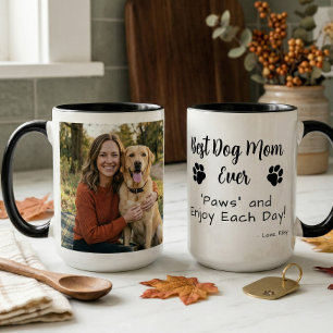 Bästa hundmamma tassar husdjur foto kaffe mugg