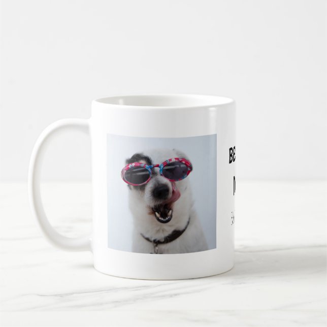 Bästa hundmamma, två foto handskriven text kaffemugg (Vänster)