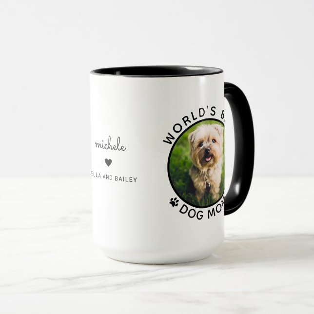 Bästa hundmamma Två Foto Modern typografi Mugg (Framsida höger)