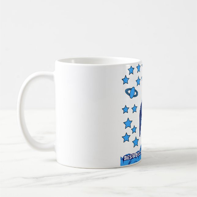 Bästa hundpappa i galaxen rymdraket rolig present kaffemugg (Vänster)