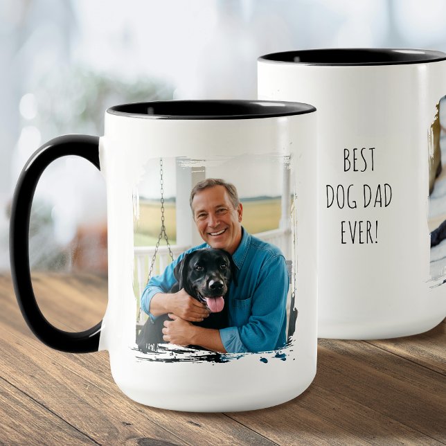 Bästa hundpappa någonsin 2 anpassade foton Modern Mugg (Skapare uppladdad)