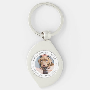 Bästa hundpappa någonsin Elegant Enkel Anpassad Fo Swirl Silverfärgad Nyckelring
