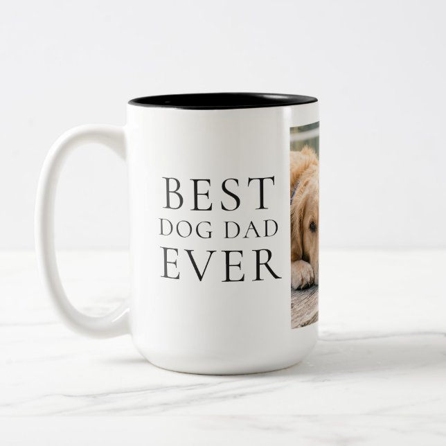 Bästa hundpappa någonsin Fadersdags fotomugg  Två-Tonad Mugg (Vänster)