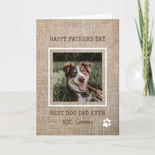 Bästa hundpappa någonsin  Jute Foto Fars dag Kort (Framsida)