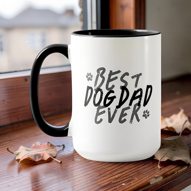 Bästa hundpappa någonsin Modern svart och grå grun Mugg (Skapare uppladdad)