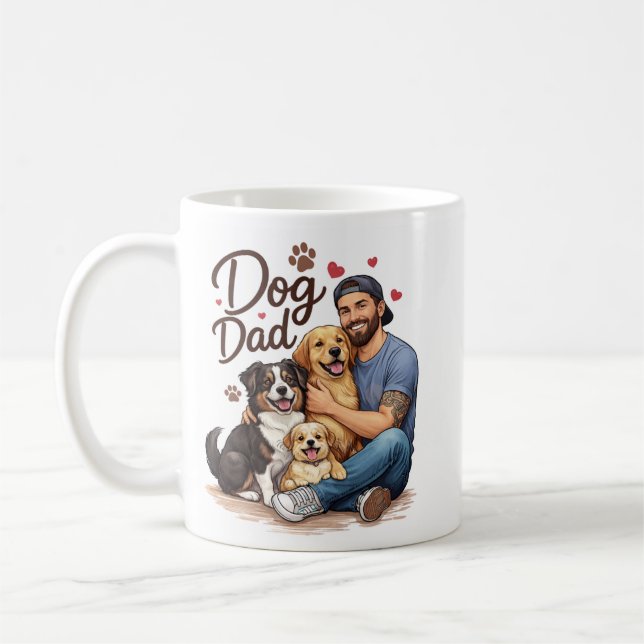 Bästa hundpappa någonsin-mugg – rolig present till kaffemugg (Vänster)