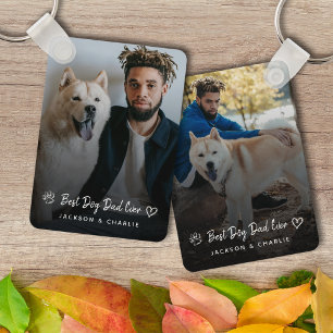 Bästa hundpappa någonsin Paw Heart Anpassad bild Nyckelring